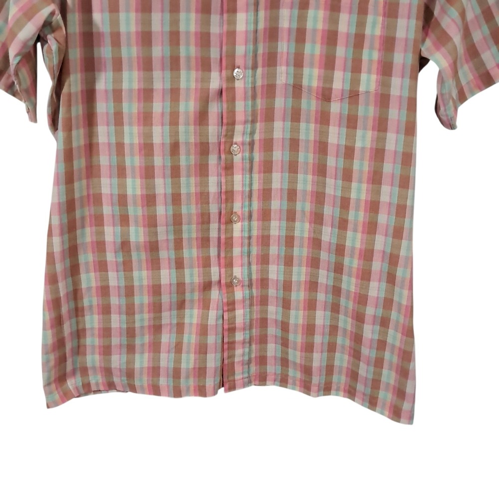 Vintage‎ Shirt Jordan Christophe Mens Size Medium Plaid 80s Lightweight Sheer - Picture 4 of 12